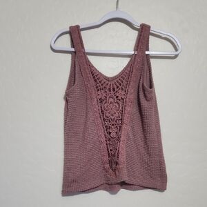 Chic Mauve Crochet Lace Tank Top